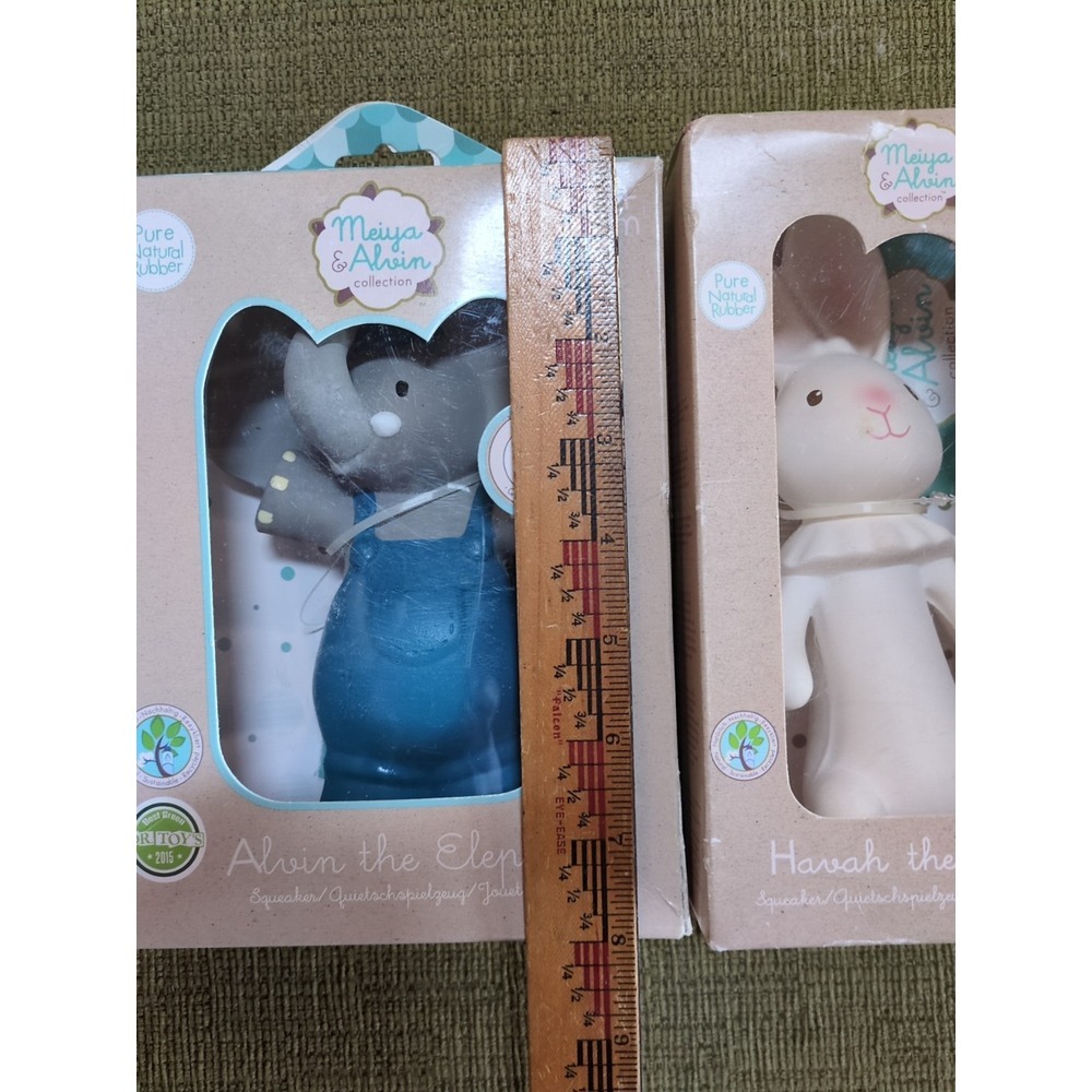Lot of 2 Meiya & Alvin In Box Natural Rubber Squeaker The Elephant + Havah Bunny - Picture 4 of 14